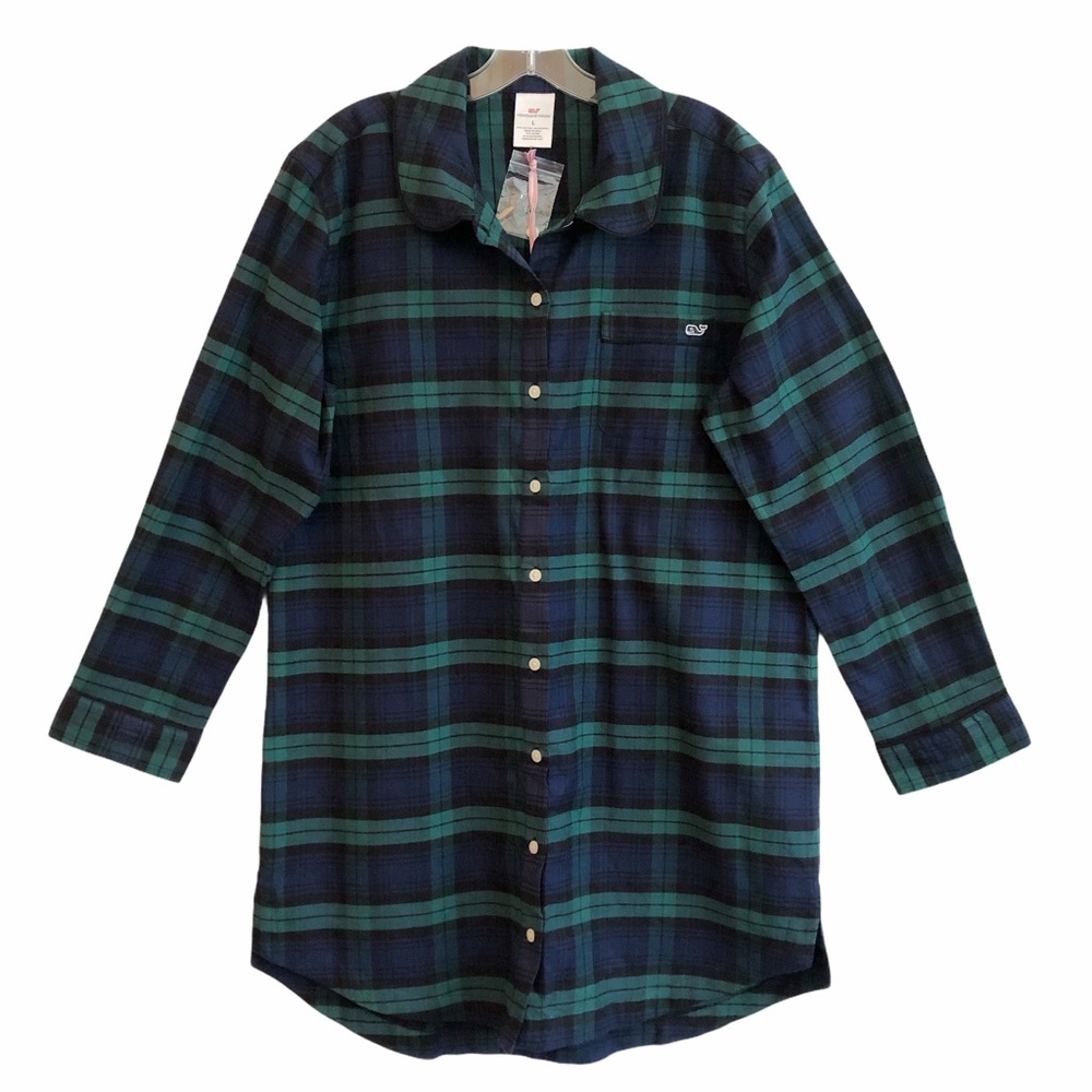 New Vineyard Vines Blackwatch Plaid Sleep Shirt L